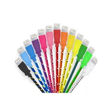 Image of 10 Ft Fiber Cloth Cable for iPhone 5 - 6- 6 plus - 7 & 7 plus - Assorted Colors