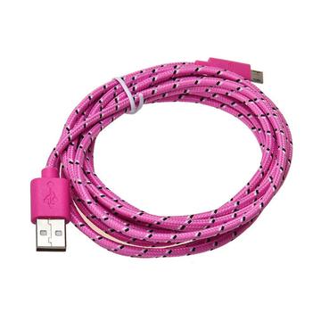 10 Ft Fiber Cloth Cable for iPhone 5 - 6- 6 plus - 7 & 7 plus - Pink